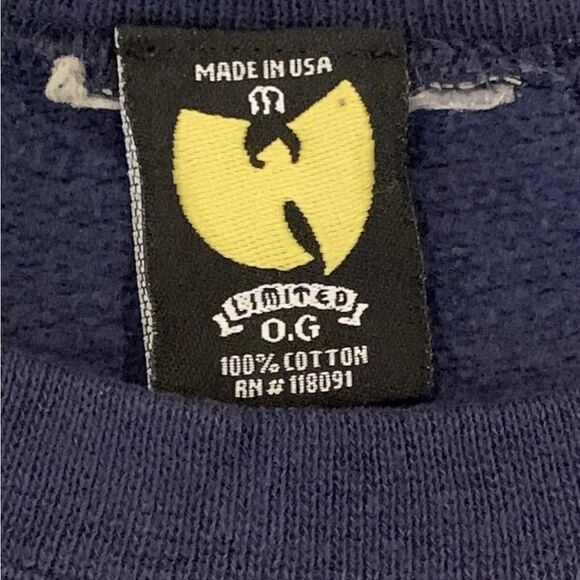 Vintage 90s WuTang Clan "Cream Team" Men's Navy Blue Crewneck Sweatshir - Picture 2 of 5